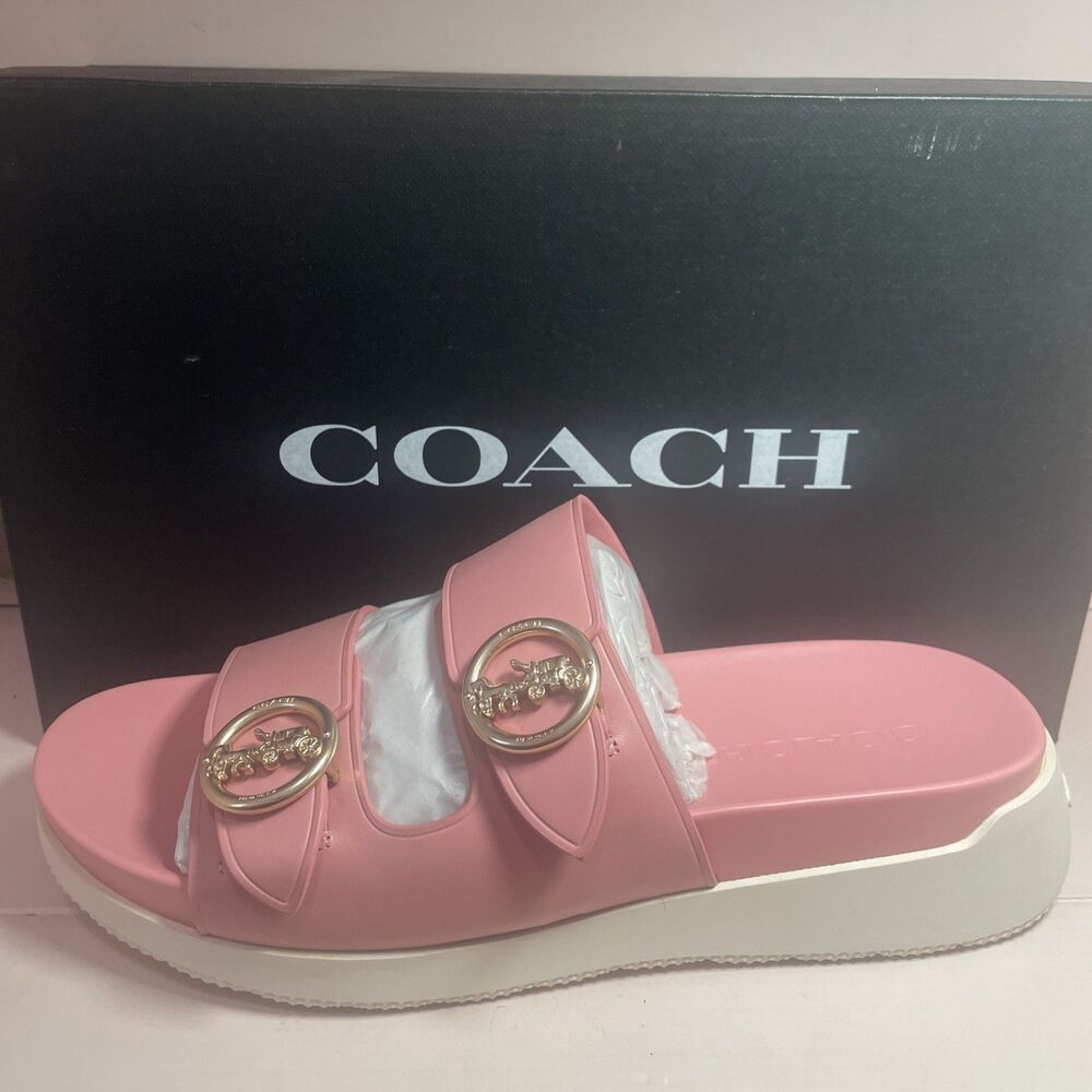 COACH Gable Leather Sandals Size 7.5 NWB Women’s Heavy Shoes New 7 1/2